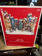 Target Fiber Optic Resin City  Christmas Village 2009 Lighted 11" Hx 14" L NIB