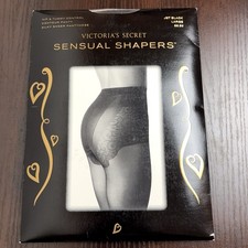 VTG Victoria Secret Sensual Shapers Hip  Tummy Control Pantyhose Jet Black Sz L