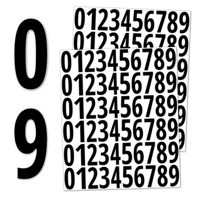 600 Pieces, 1'' - Number Stickers, Waterproof Vinyl Stick On 1 inch, Black