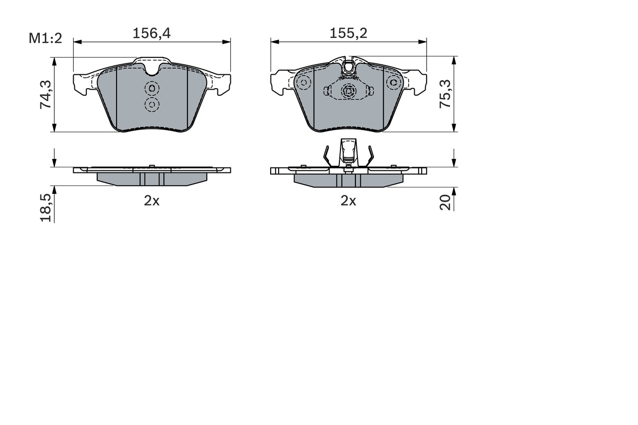 0 986 424 125 Bosch brake pad set, disc brake for Jaguar