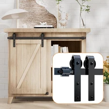 4FT Super Mini Cabinet Small Sliding Barn Door Hardware Track Kit Apply