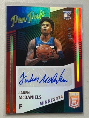 Jaden McDaniels 2020-21 Panini Donruss Elite /49 Red Pen Pals RC Auto Autograph