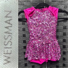 Weissman Girls SC Hot Pink Sequin Performance Leotard Dress Costume