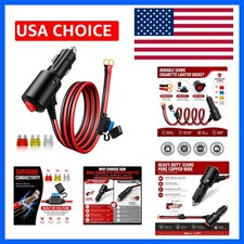 Male Cigarette Lighter Adapter to Battery Ring Terminal 12AWG 2FT with ON/OFF...