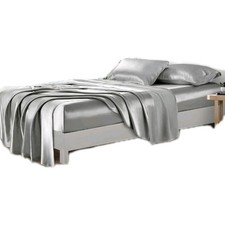 Silk Satin Sheets 4 Piece Queen Deep Pocket Set Light Gray With 2 Pillow Cases