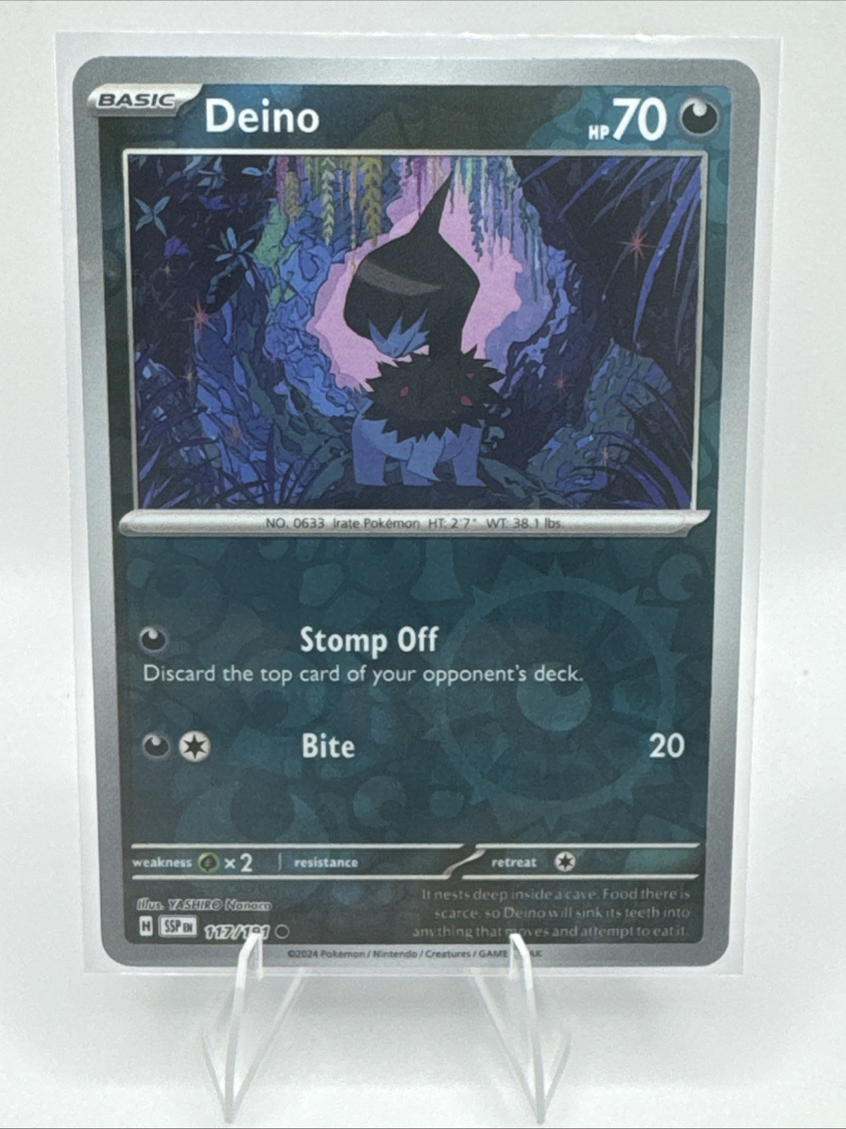 Pokemon TCG * SV Surging Sparks * 117/191 Deino Common * REVERSE HOLO * NM