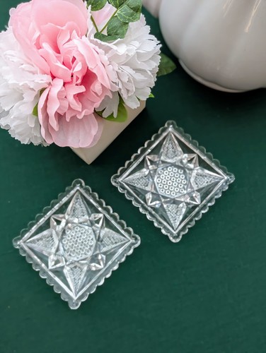 SELTENES Paar antike viktorianische Butterdosen Stern des Ostens von US Glass Co EAPG