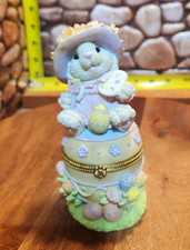 Spring Easter Bunnies Trinket Easter Egg Ceramic Figurine