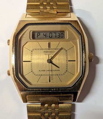 Vintage 1984 Seiko H556-5000 Ana-Digi Gold Quartz - FULLY WORKING - Fresh Batt