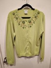 George Vintage Bejeweled Green Angora Blend Cardigan Sweater Sz XL-Y2K Fairy