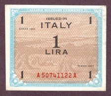ITALIA Banconota 1 LIRE 1943 Stato II- aUNC- qFDS- S/N A50741122A P.M10a AM 1B