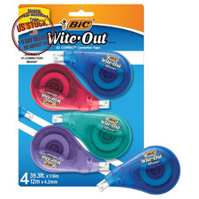 BIC Wite-Out 4 Pack EZ Correct Correction Tape 39.3ft White School Office