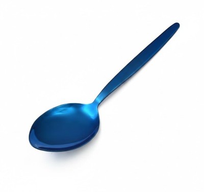 Chef Kunz Spoon Blue | Titanium Shiny 18/10 Stainless Steel Silver Basting Se...
