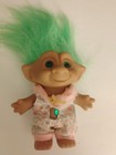 Vtg Ace Novelty 4.5" Troll with Teal Hair Eyes & Teal Diamond Belly Jewel — photo 1