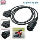 For BMW ICOM Motorcycles 10Pin to 16Pin OBD2 Diagnostic Cable Connector Adapters