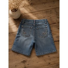 Mudd Girls Blue Denim Butterfly Embroidered Rhinestone Shorts Size 10 Y2K 2000s