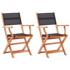  Garden Chair Set of 2 Black and natural