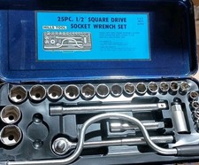 Vintage Socket Set - 25 Piece Tool Kit Square Driver 12 Ratchet Hills Tool Vintage Socket Set - 25 Piece Tool Kit Square Driver 12 Ratchet Hills Tool