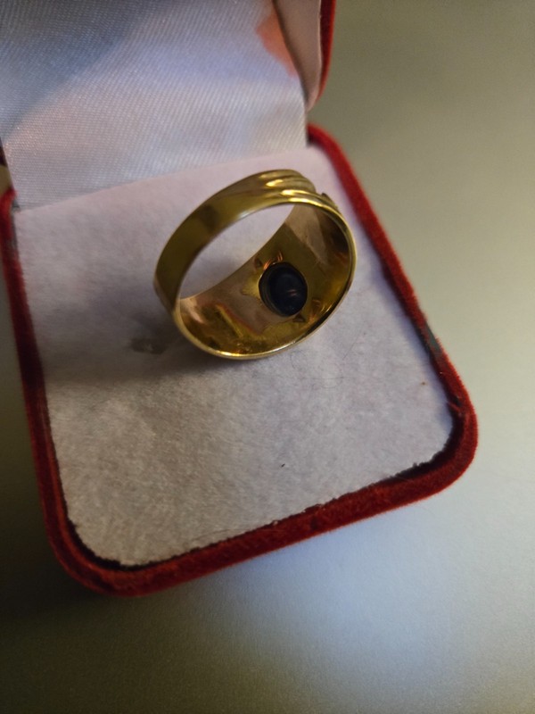 Unisex Etruscan-revival Style 14k Gold Blue Sapphire Ring Size 9