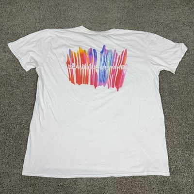 Maroon 5 Shirt Mens Extra Large Concert White Paint Stripes Beautful Mistakes