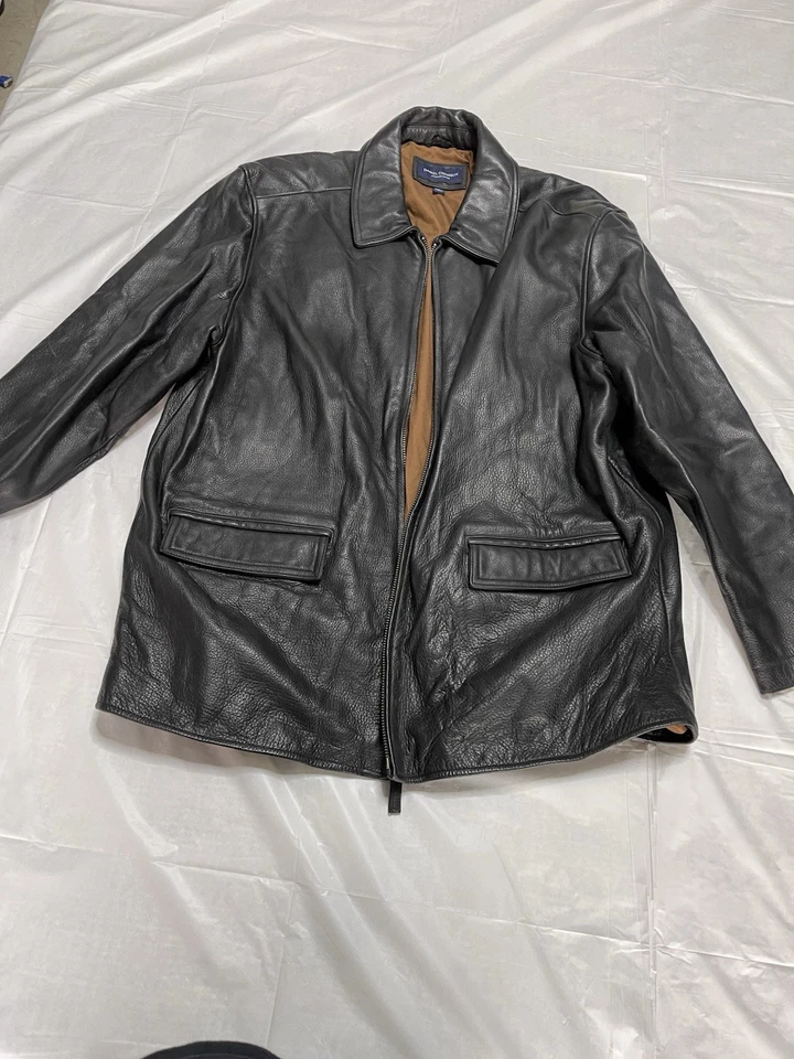 Daniel Cremieux Lambskin Bomber Leather Jacket Size XL Men's Black Zip Snap - Image 2 of 4
