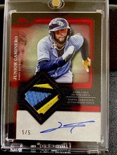 Junior Caminero 2025 Topps Flagship Auto Patch Red 5/5 Rays Tampa Bay MLB JP