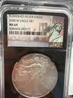 2008 (W) Burnished  US Silver Eagle $1 NGC MS69 Black Core Slab 040215