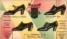 Minneota MN Enna Jettick Shoes O. G. Anderson & Co. c1920s-30s Vintage Postcard