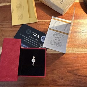 GRA Moissanite Engagement Ring Round Cut, Size 6 Adjustable Band
