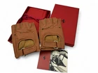 FERRARI BROWN LEATHER FINGERLESS DRIVING GLOVES | OFFICIAL MERCHANDISE | SIZE S