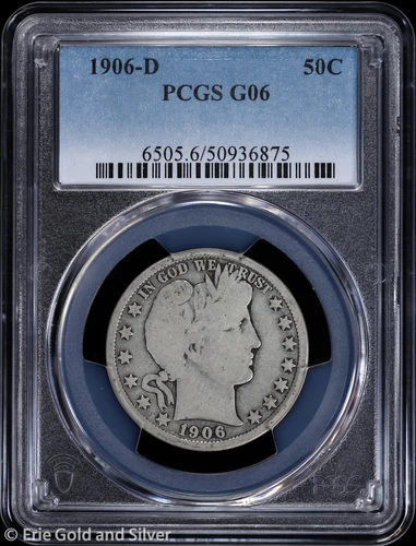 1906-D 50C Barber Half Dollar PCGS G 06 | Good 6