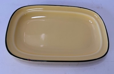 Luzerne Handcrafted 1906 Tin Tin Yellow Serving Platter Black Rim 10.5''
