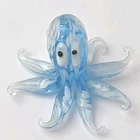 VTG MURANO STYLE GLASS OCTOPUS PAPERWEIGHT HAND BLOWN GLASS Blue White Art