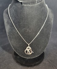 Silvertone Pet Memorial NECKLACE "Always In My Heart" Hollow Heart w/Crystals