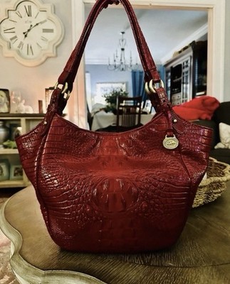 Brahmin Jacqueline Melbourne Croc Embossed Leather Hobo Scarlet Alden Road?