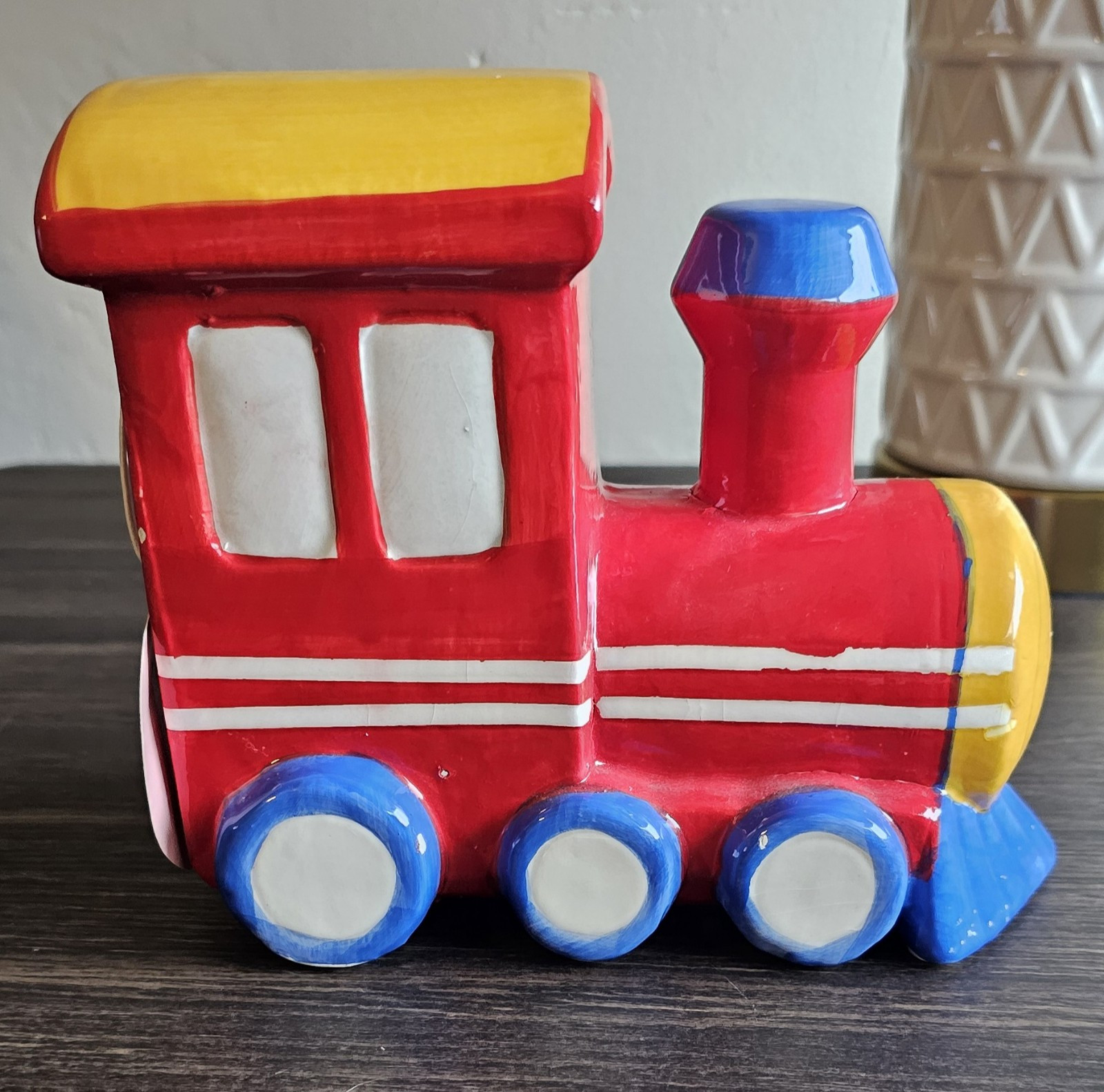 Hand Painted Train Kids Coin Bank