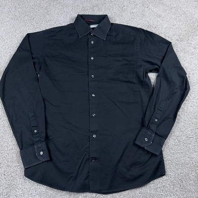 Eton Shirt Mens 16.5 Black Button Up Office Career Point Commuter Slim Casual