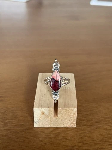 Sterling Silver 925 Red Stone Ring Size 10 Vintage Style Statement