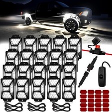 20 Pods Pure White Led Rock Lights Kit With Switch Wiring Harness6500k 540 L...