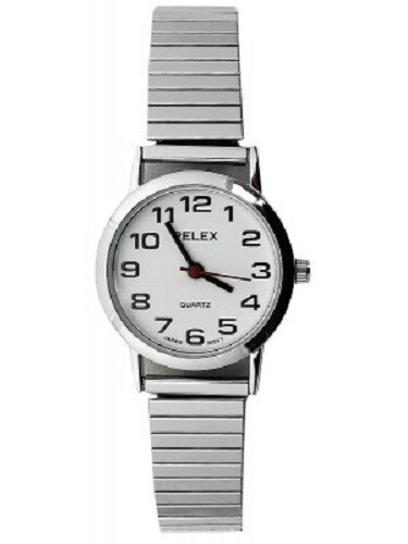 Ladies Easy Read Watch, Silver Tone Expander Bracelet & Easy Read Dial PLX-022