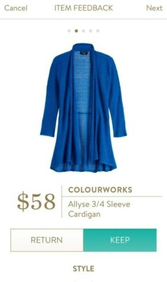 Stitch Fix Colorworks Blue Cardigan Sweater Size Medium Allyse 3/4 Sleeve