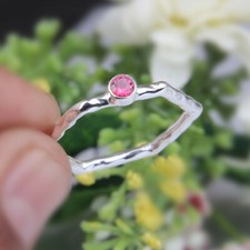 Pink Topaz Hexagon Band Ring 925 Sterling Silver Engagement Stack Rings