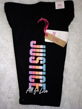 NWT Justice Girls Black Logo Cotton Bike Shorts Size 12/14 12 