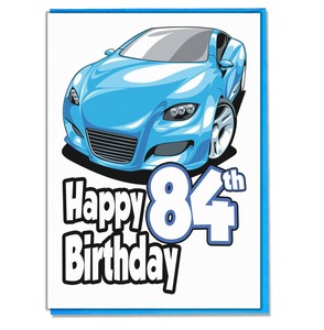 84th Biglietto Di Auguri Compleanno Blu Auto Sportiva Figlio Papa Marito Nipote Ebay