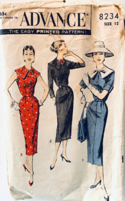 Vtg 50s Cape Collar Fitted Sheath Dress Sewing Pattern Advance 8234 B32 |  eBay