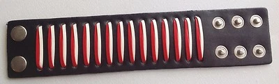 bracelet manchette rétro maintient de force du poignet cuir large déco rouge A0 - Photo 1/2