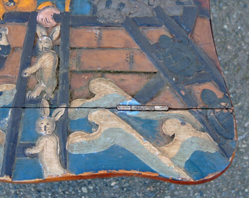 Antique Noah's Ark Themed Folk Art Metamorphic Chair Step Ladder Hand-Carved - Picture 15 of 19