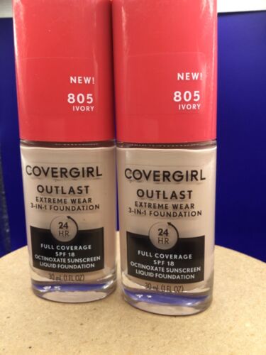 CoverGirl Outlast Extreme Wear 3 in 1 Liquid Foundation Lot of 2: Select Shade - Picture 7 of 30