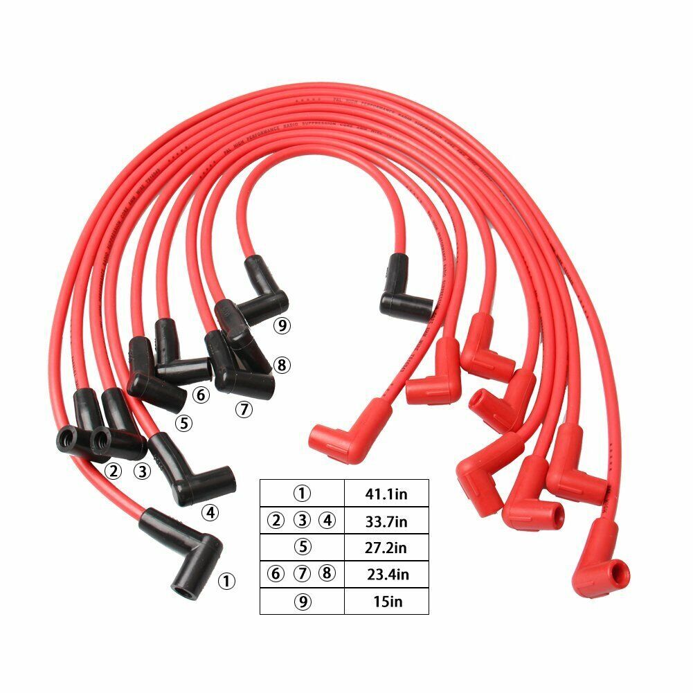 Juego De Cables De Bujía De 8 Mm Para Bloque Pequeño Chevy 305, 307, 327, 350 Y 400 Con HEI – CarBole, Color Rojo