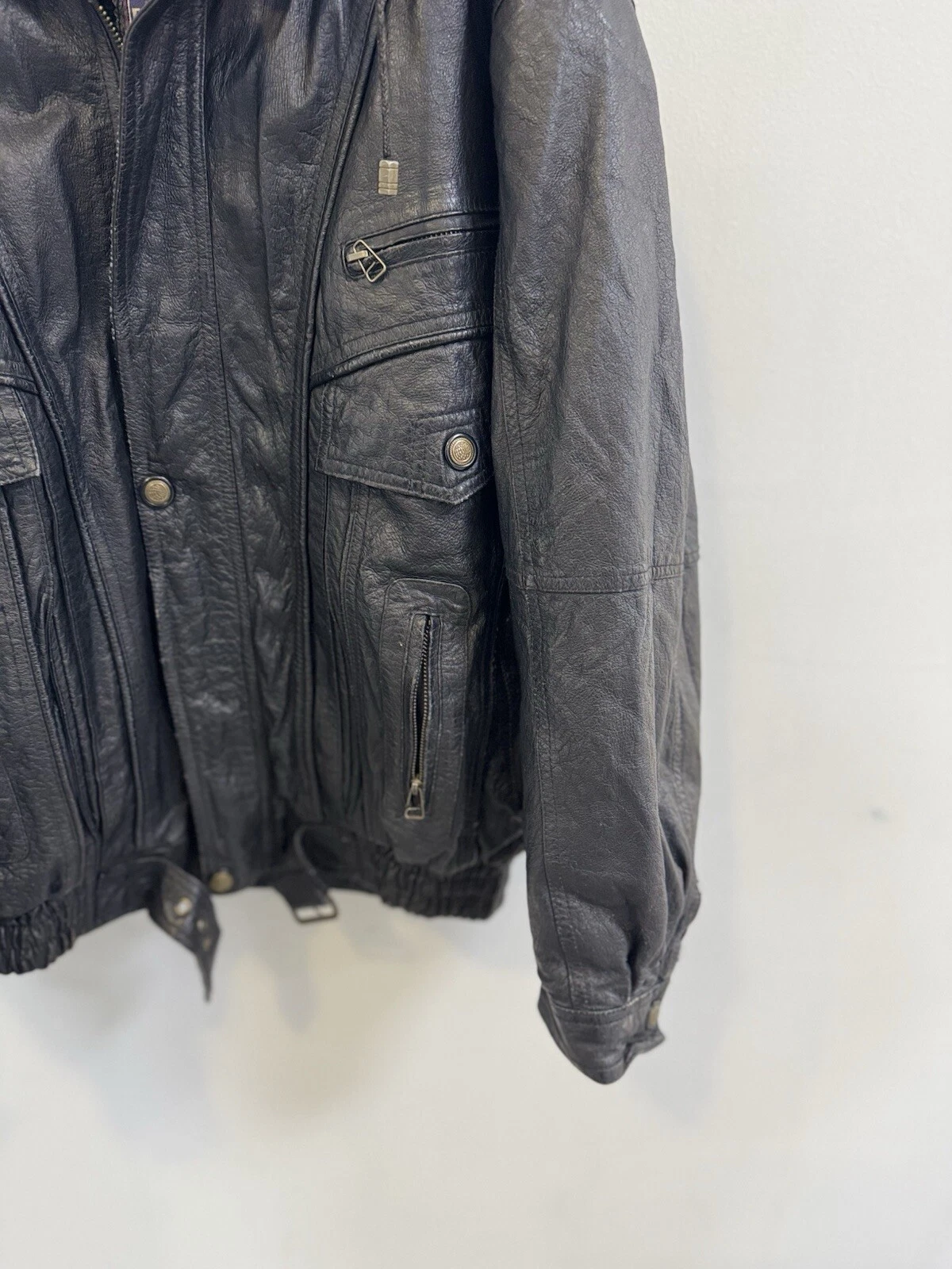 GUCCI Giacca Bomber Giacca Moto Pelle Nera Pazzesca Anni 90 00 Hype Omium